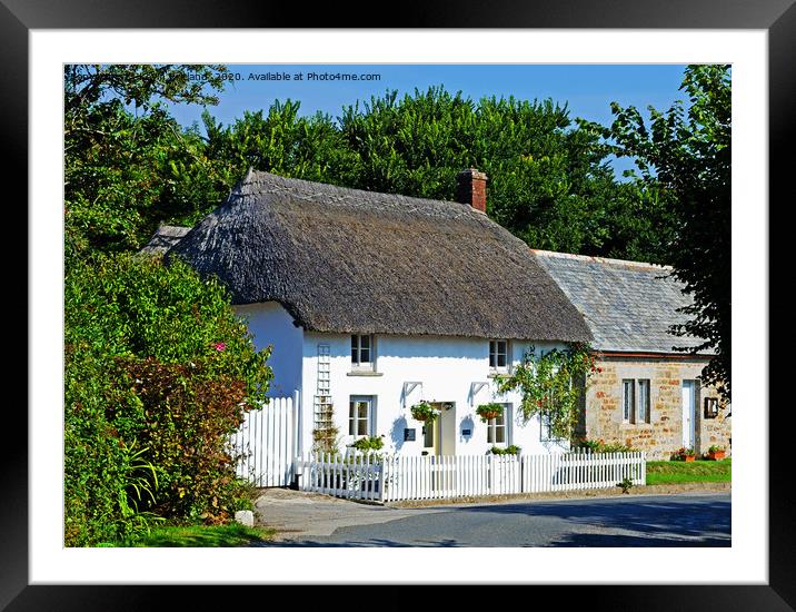 Pretty thatched cottage Framed Mounted Print by Kevin Britland