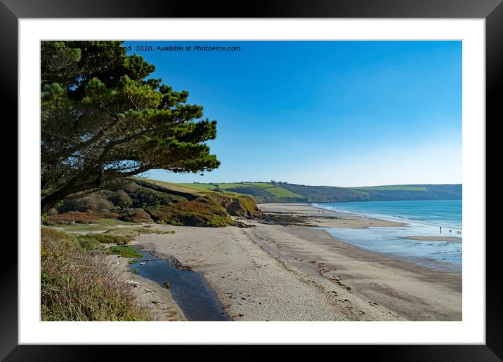 pendower beach cornwall Framed Mounted Print by Kevin Britland