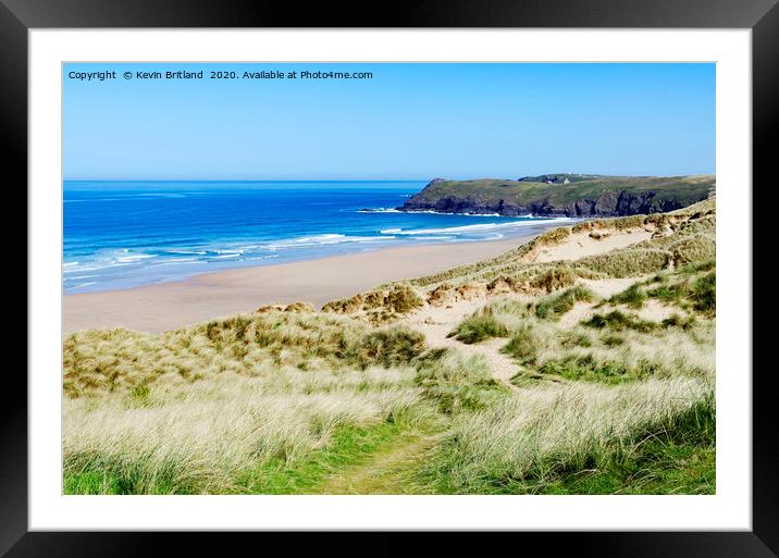 perranporth beach cornwall Framed Mounted Print by Kevin Britland