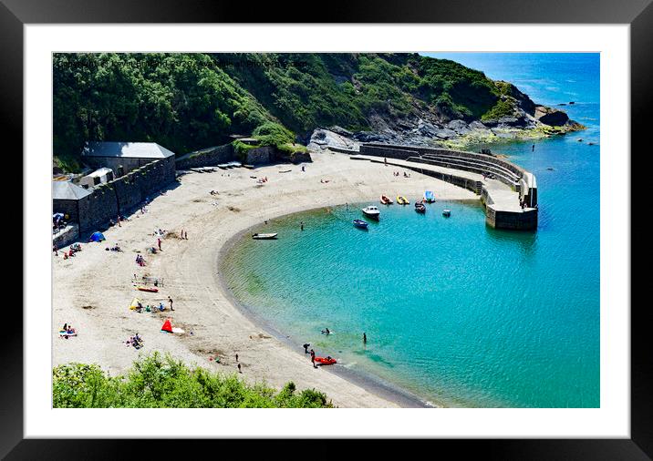 Polkerris cove cornwall Framed Mounted Print by Kevin Britland