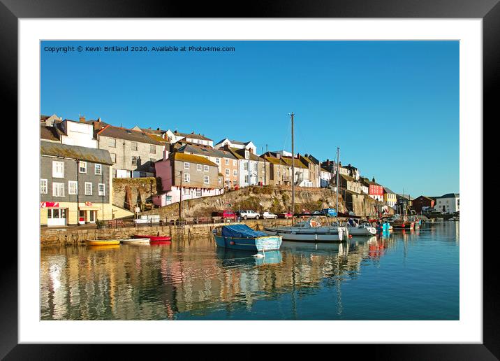 mevagissy harbour cornwall Framed Mounted Print by Kevin Britland