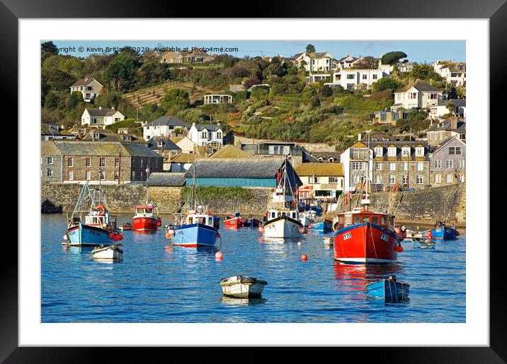 mevagissey harbour cornwall Framed Mounted Print by Kevin Britland