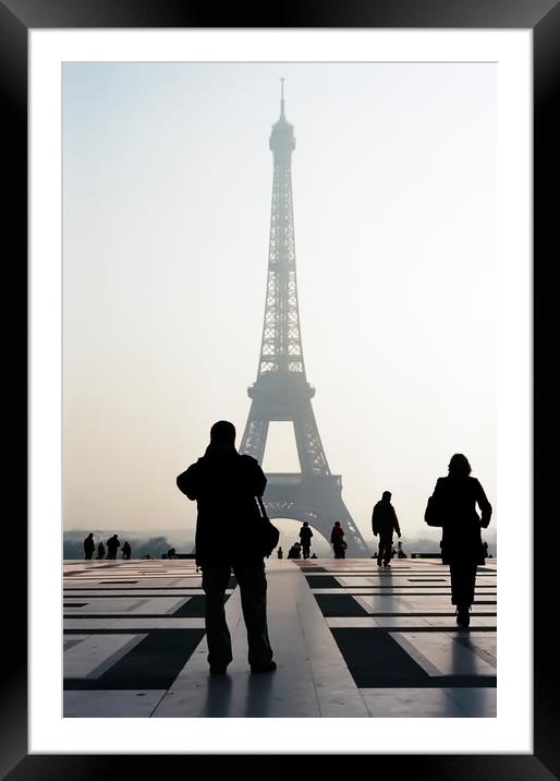 Silhouettes and Eiffel Tower Framed Mounted Print by Luc Novovitch