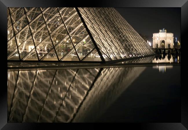 The Louvre Pyramid at Night Framed Print by Luc Novovitch