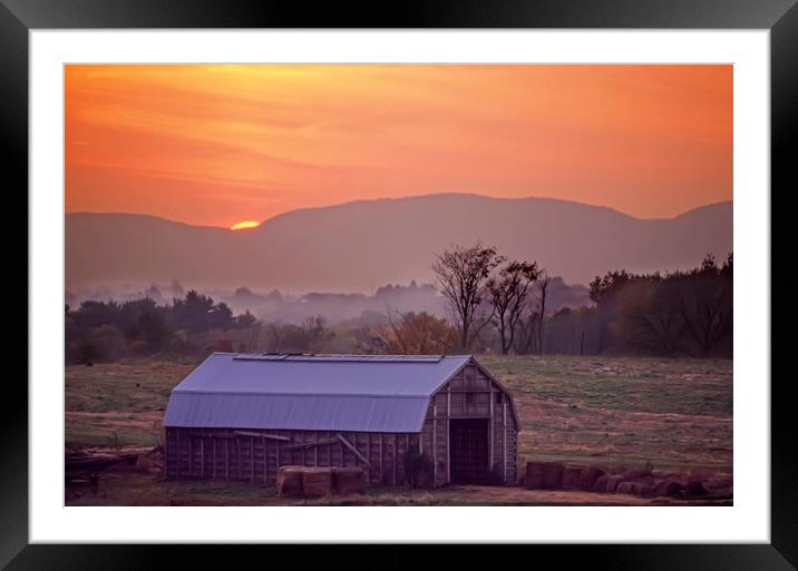 Yakima Valley Farm at Sunset Framed Mounted Print by Luc Novovitch