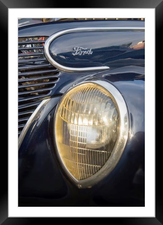 Vintage Ford Car Headlight Framed Mounted Print by Luc Novovitch