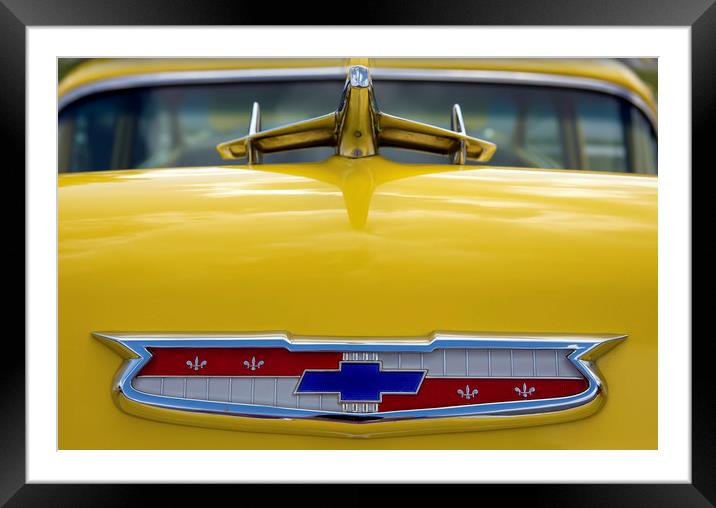 Classic Chevrolet Car Hood Ornament Framed Mounted Print by Luc Novovitch