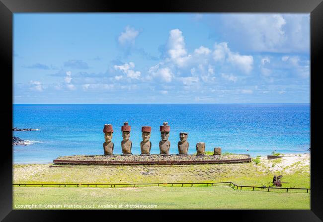 Anakena Beach Statues, Easter Island Framed Print by Graham Prentice