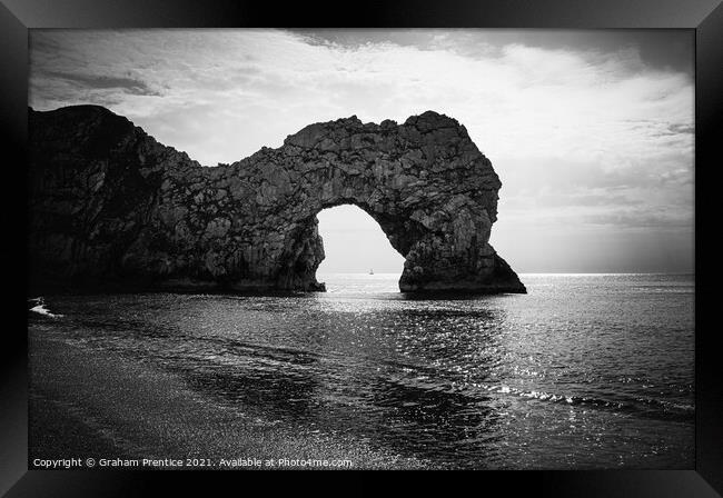 Durdle Door Limestone Arch Framed Print by Graham Prentice