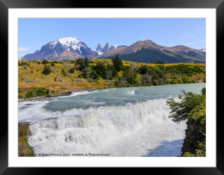 Torres Del Paine Waterfall on Rio Paine Framed Mounted Print by Graham Prentice