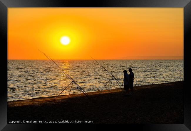 Angling on Chesil Beach, Dorset Framed Print by Graham Prentice