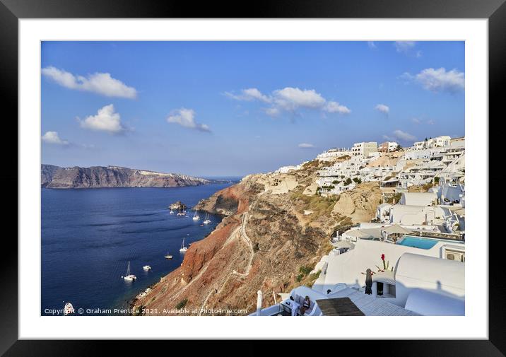 Santorini Vista Framed Mounted Print by Graham Prentice