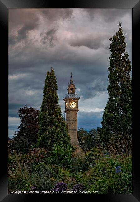 Albert Clock, Barnstaple, at dusk Framed Print by Graham Prentice