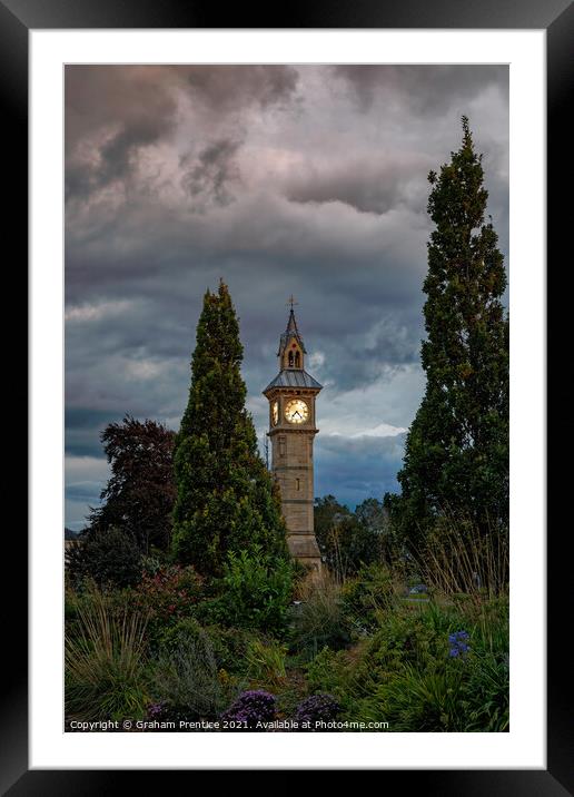 Albert Clock, Barnstaple, at dusk Framed Mounted Print by Graham Prentice