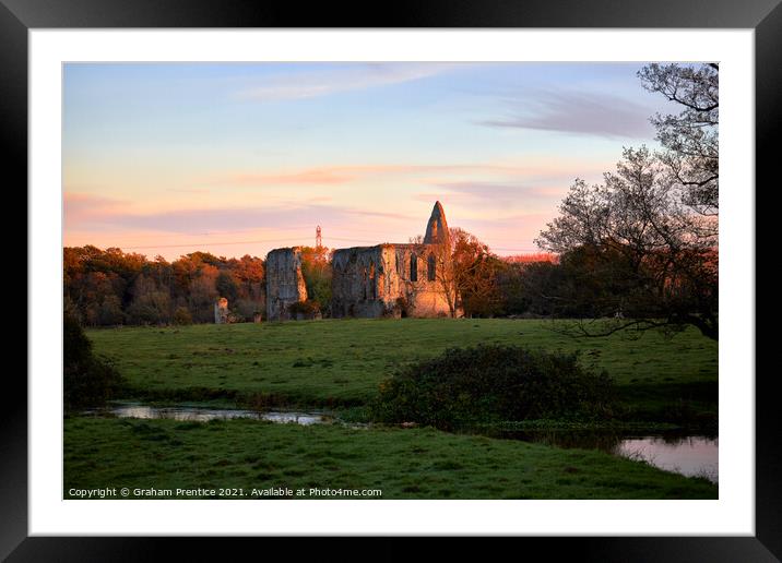 Newark Priory, Ripley, Surrey at Sunset Framed Mounted Print by Graham Prentice