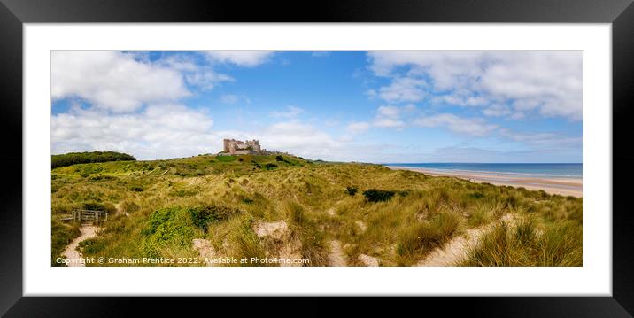 Bamburgh Castle over Sand Dunes Framed Mounted Print by Graham Prentice