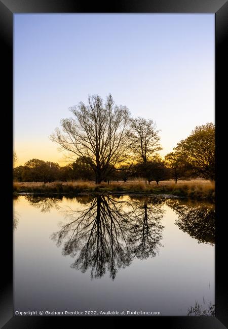 Richmond Park Sunrise Over White Ash Pond Framed Print by Graham Prentice