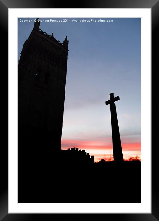 Durham Cathedral and Cross Framed Mounted Print by Graham Prentice