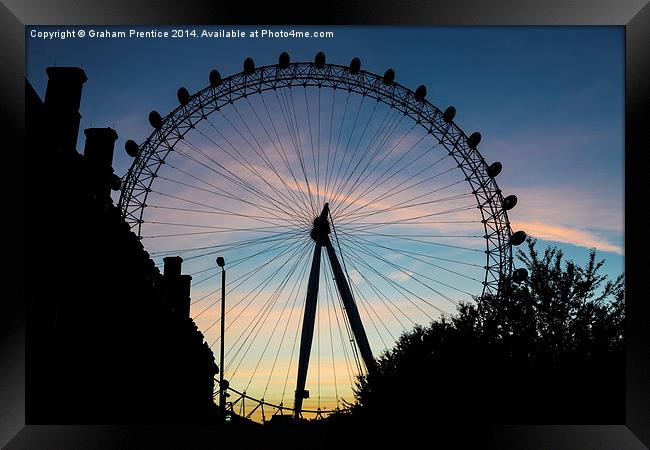 London Eye At Sunset Framed Print by Graham Prentice