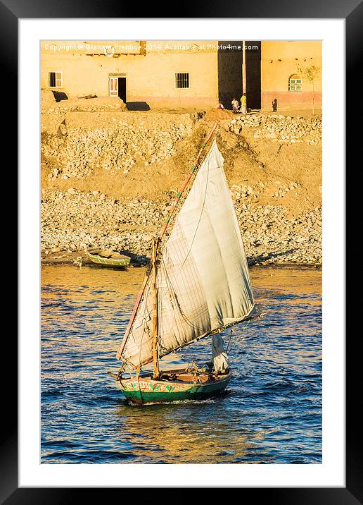Felucca on River Nile, Egypt Framed Mounted Print by Graham Prentice