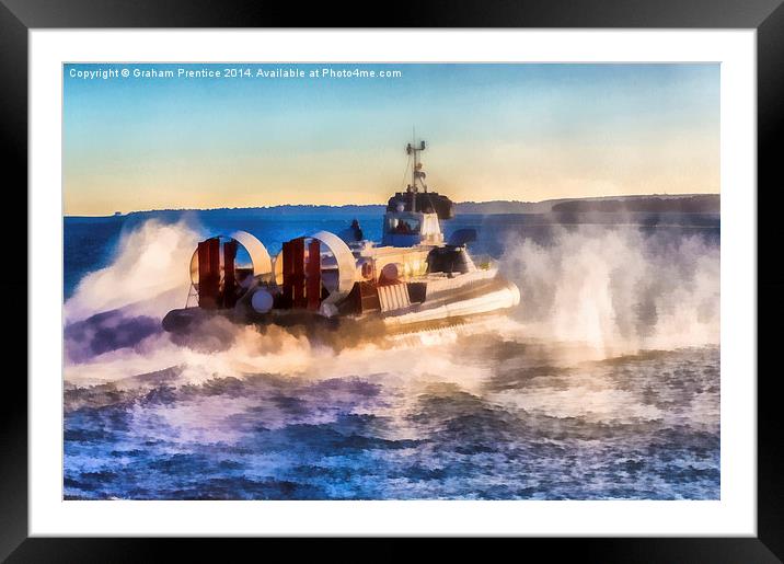 Hovercraft In Clouds of Spray Framed Mounted Print by Graham Prentice