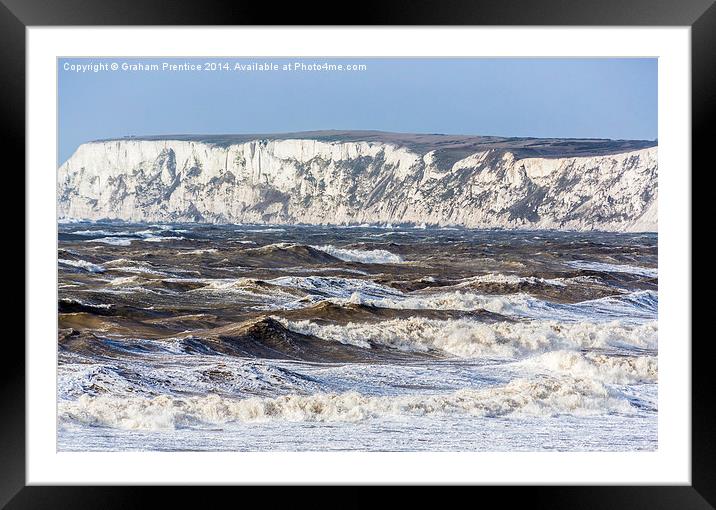 Stormy Sea And White Cliffs Framed Mounted Print by Graham Prentice