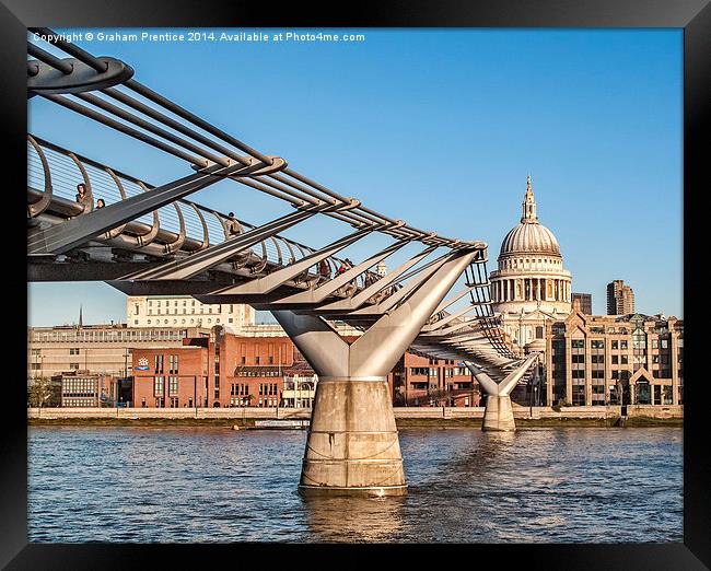 St Pauls Cathedral and Millennium Bridge Framed Print by Graham Prentice
