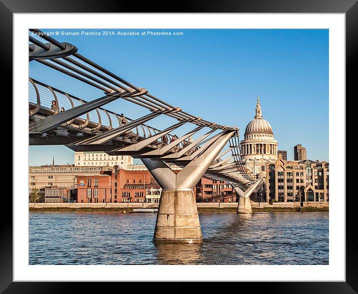 St Pauls Cathedral and Millennium Bridge Framed Mounted Print by Graham Prentice