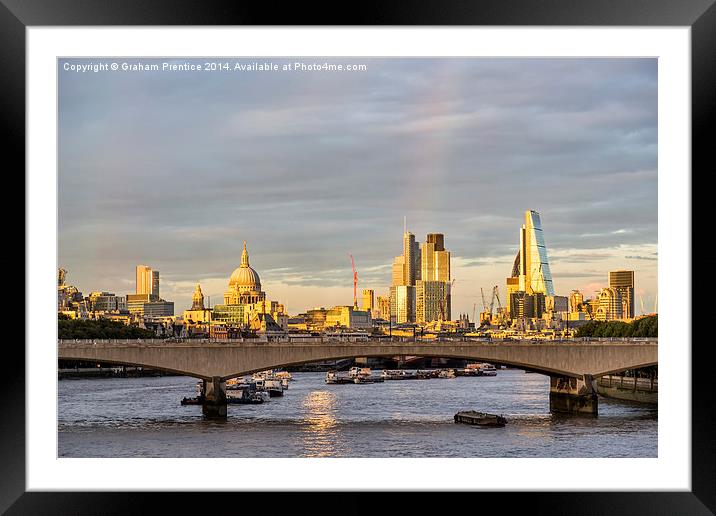  City Of London Skyline At Dusk Framed Mounted Print by Graham Prentice