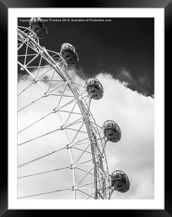 London Eye Pods in Monochrome Framed Mounted Print by Graham Prentice