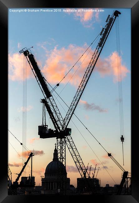 Cranes Over St Paul's Cathedral, London Framed Print by Graham Prentice