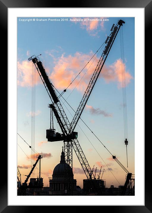 Cranes Over St Paul's Cathedral, London Framed Mounted Print by Graham Prentice