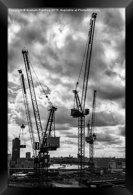 Tower Cranes on City of London Skyline Framed Print by Graham Prentice