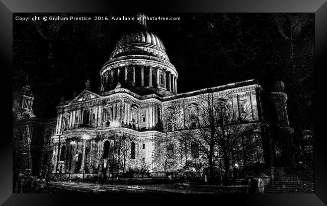 St. Paul's Cathedral, London, at Night Framed Print by Graham Prentice