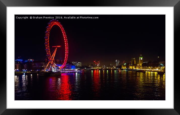 River Thames View at Night Framed Mounted Print by Graham Prentice