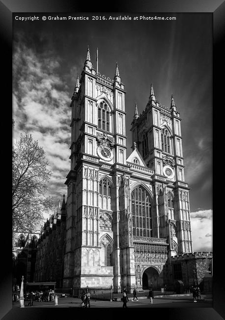 Westminster Abbey, London in monochrome Framed Print by Graham Prentice