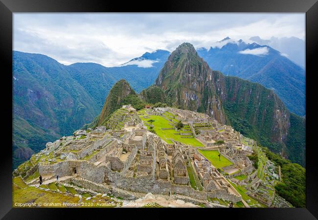 Machu Picchu Ruins Panorama Framed Print by Graham Prentice