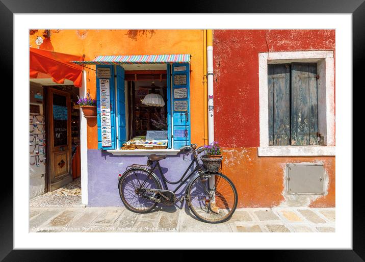 Bicycle Outside Burano Shop Framed Mounted Print by Graham Prentice