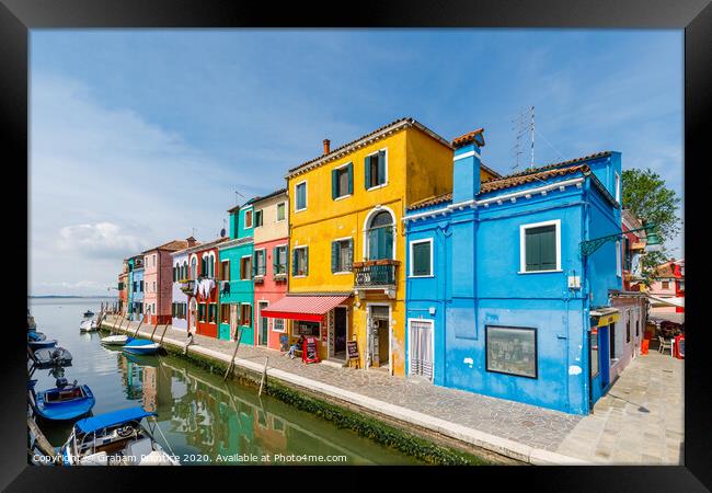 Burano Painted Buildings Framed Print by Graham Prentice