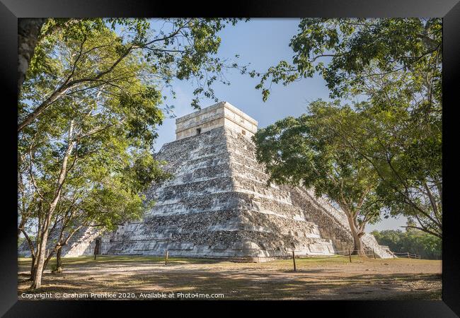 El Castillo, iconic step pyramid in Chichen Itza Framed Print by Graham Prentice