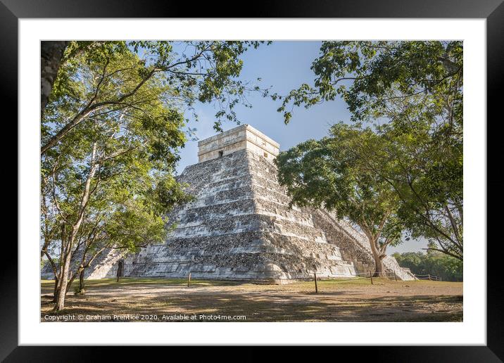 El Castillo, iconic step pyramid in Chichen Itza Framed Mounted Print by Graham Prentice