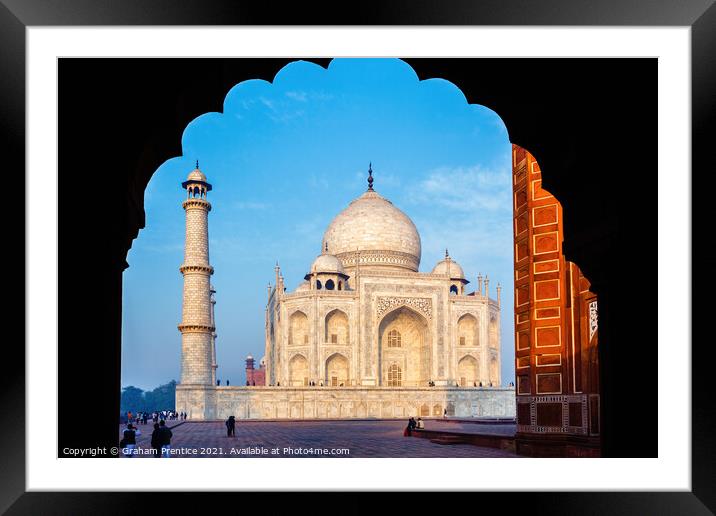Taj Mahal Through Arch Framed Mounted Print by Graham Prentice