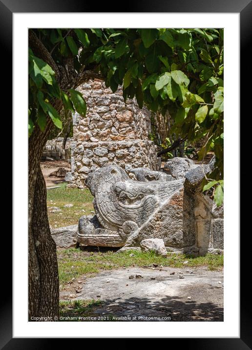 Feathered Serpent, Chichen Itza Framed Mounted Print by Graham Prentice