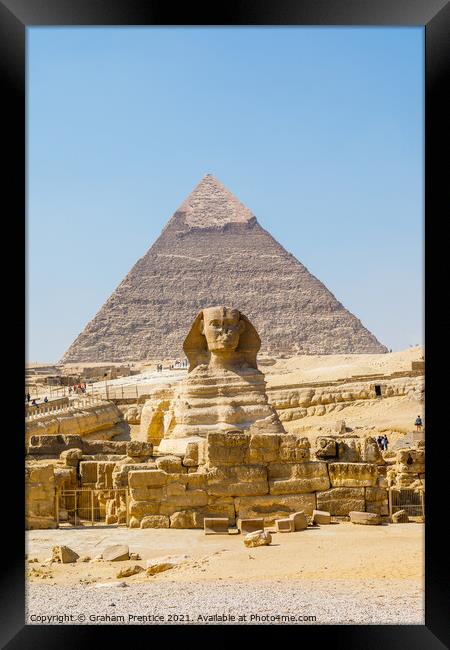 The Great Sphinx and Pyramid of Khafre Framed Print by Graham Prentice