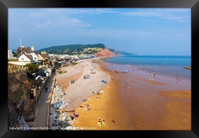 Sidmouth Panorama Looking East Framed Print by Graham Prentice