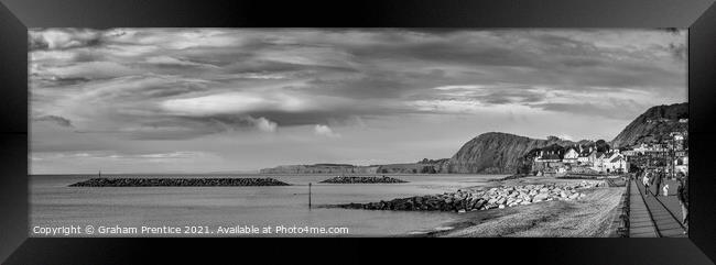 Sidmouth Panorama Looking West in Monochrome Framed Print by Graham Prentice