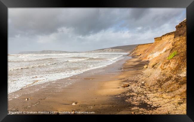 Compton Bay in Stormy Weather Framed Print by Graham Prentice