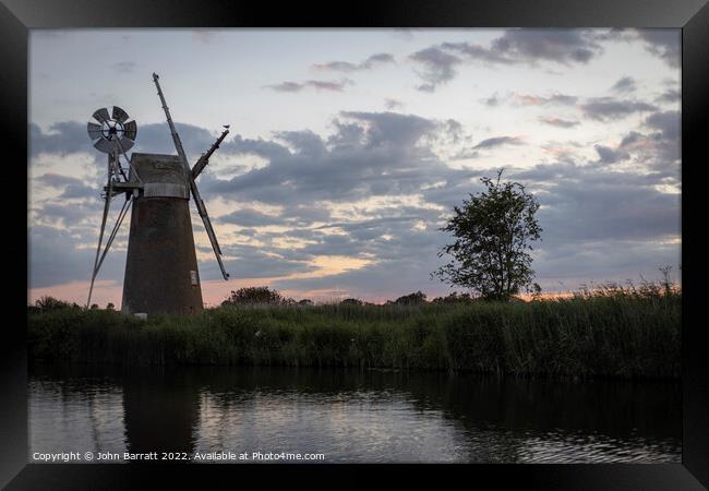 Windmill at Sunset Framed Print by John Barratt