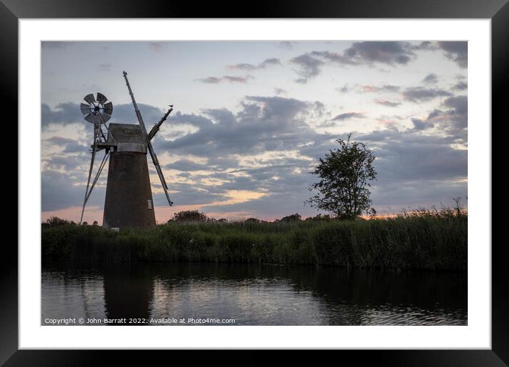 Windmill at Sunset Framed Mounted Print by John Barratt