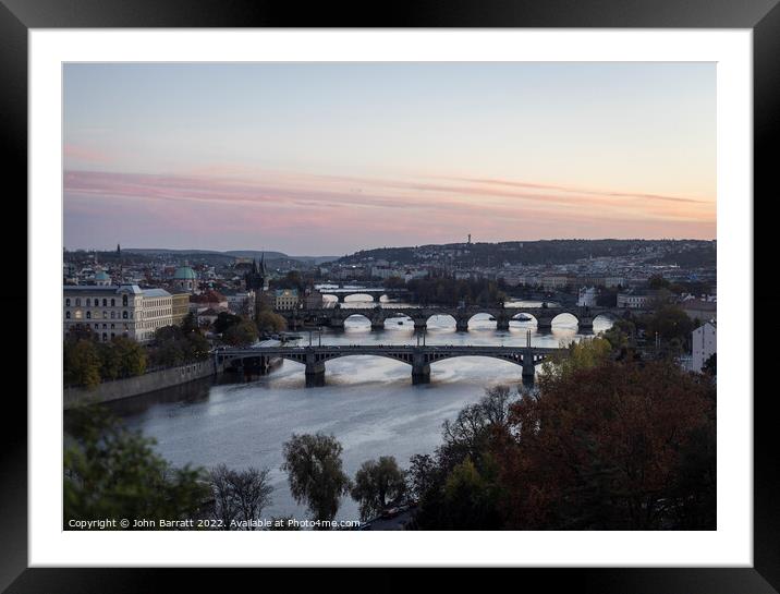 Prague Bridges at Sunset Framed Mounted Print by John Barratt